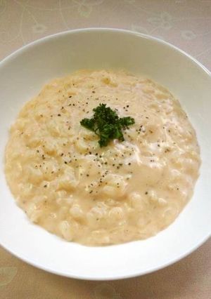 A picture of Soy Milk & Mentaiko Cheesy Rice.