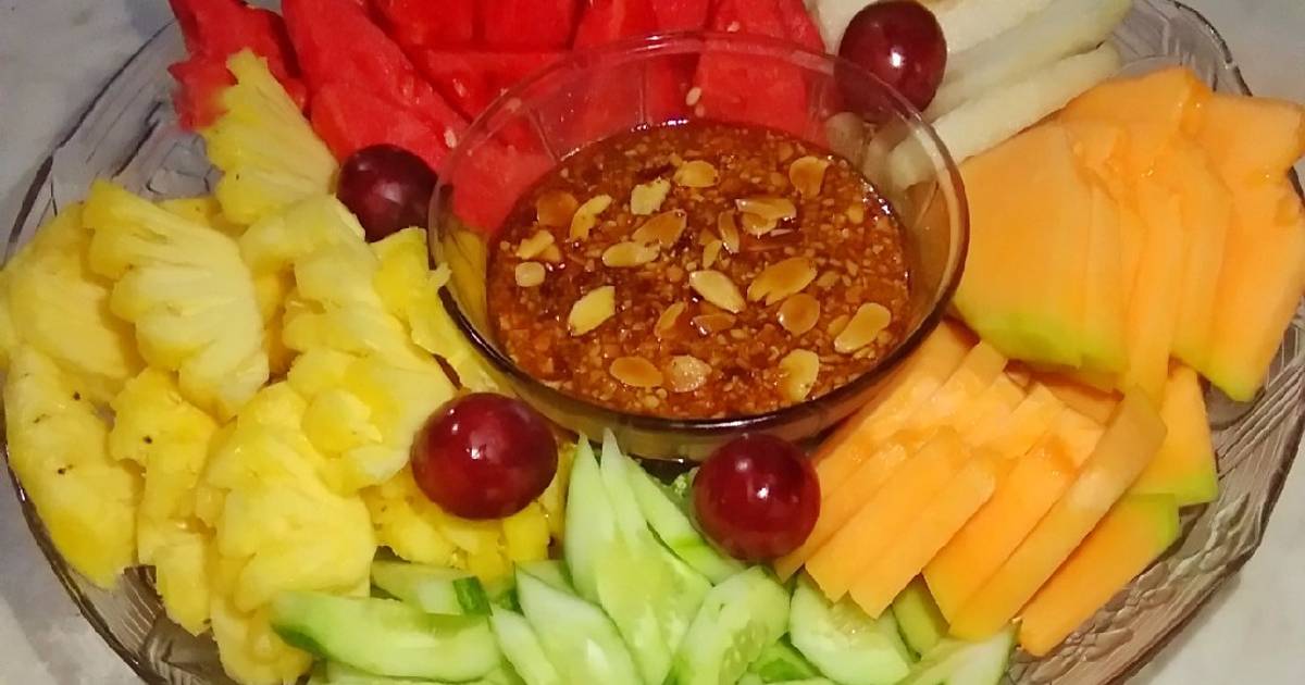 Resep Bumbu Rujak Buah Kacang Almond Rujak Buah Oleh Cooking With Ami