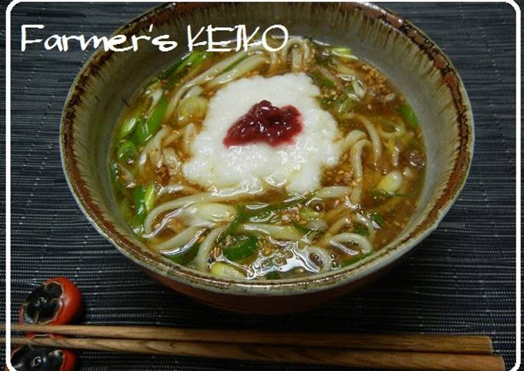 How to Make Speedy [Farmer&#39;s House Recipe] Udon with Grated Yamaimo and Umeboshi