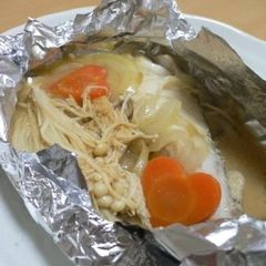 A picture of Cod Cooked in Foil.