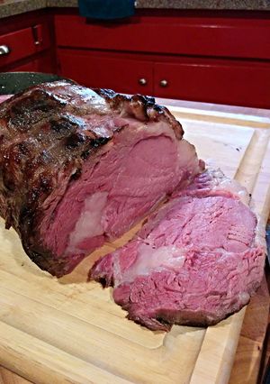 A picture of Rib eye round roast sous vide.