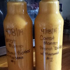 A picture of Carrot Mango Peanut Butter Smoothie.