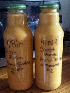 A picture of Carrot Mango Peanut Butter Smoothie.