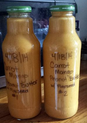 A picture of Carrot Mango Peanut Butter Smoothie.