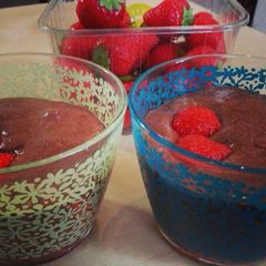 Easy chocolate mousse with strawberries A picture of Easy chocolate mousse with strawberries.