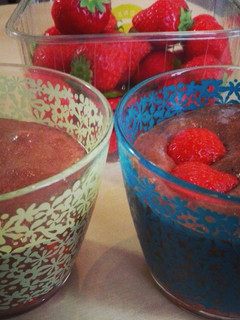 A picture of Easy chocolate mousse with strawberries.
