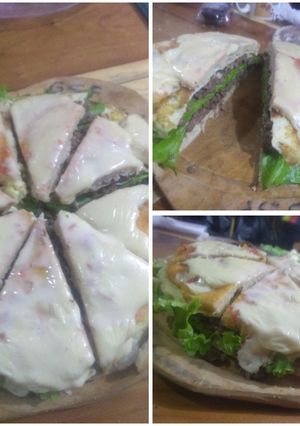 Una foto de Hamburgpizza sana, De harina de arroz👌🏾