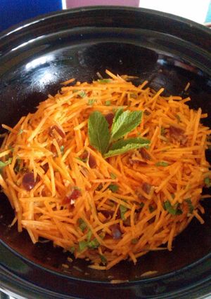 A picture of Vickys Moroccan-Style Carrot & Date Salad, GF DF EF SF NF.