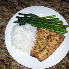 A picture of Allen's cedar plank salmon.