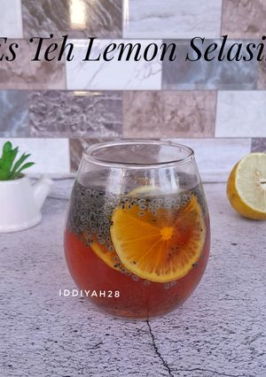 Foto resep Es Teh Lemon Selasih