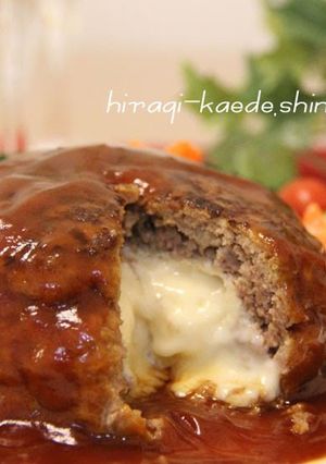 A picture of Camembert Cheese Stuffed Hamburger Steaks.