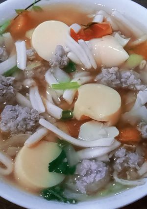 รูปของ ซุปมักกะโรนี,หมูสับ,เต้าหู้ไข่ - คีโต