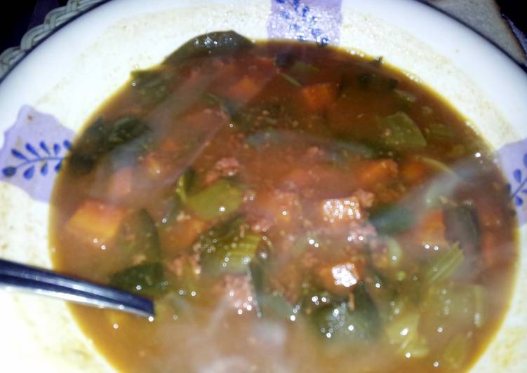 Recipe of Super Quick Homemade corned beef and cabbage soup.