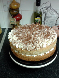 A picture of white chocolate truffle cake.