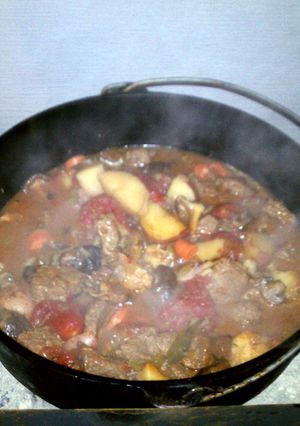 A picture of Dutch Oven Elk Stew.