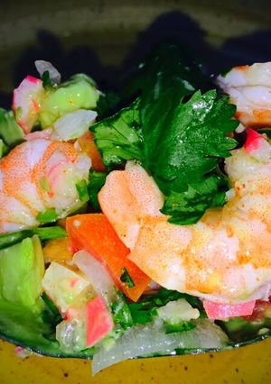 A picture of Avocado seafood Cup.