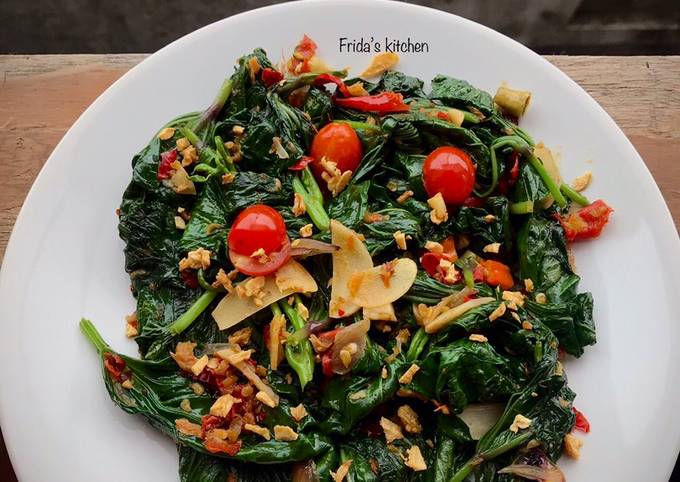 Resep Daun ubi tumis ebi, Bisa Manjain Lidah
