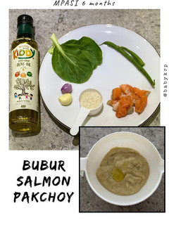 Foto resep Mpasi 6 bulan: bubur salmon pakcoy