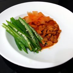 A picture of Okra And Carrot With Roasted Pork.