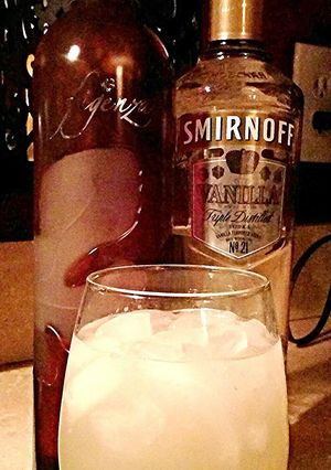 A picture of Mom's My Nose Is Numb Fig Vanilla Vodka.