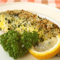 A picture of White Fish Baked in Mayonnaise and Panko.