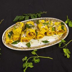 A picture of Stuff Masala Khandvi.
