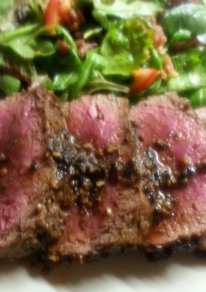 A picture of Peppers steak in red wine.