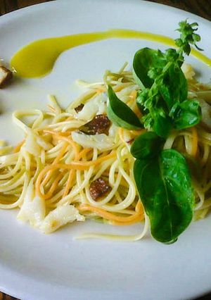 Una foto de Pasta con Bacalao al Pil-Pil!