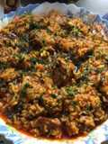 Arroz con costillas de cerdo y acelgas