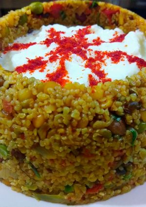 A picture of Broken Wheat and Mixed Dal Khichdi.