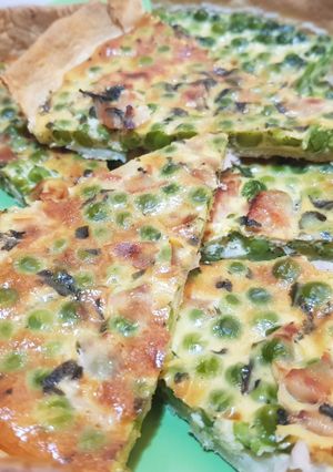 Una foto de Quiche de Jamón con menta y guisantes