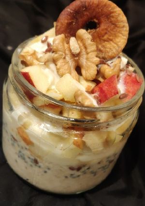 A picture of Apple fig and walnuts(health is wealth jar).