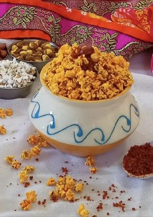 A picture of Achari Masala Jowar Dhani (Popped Sorghum).