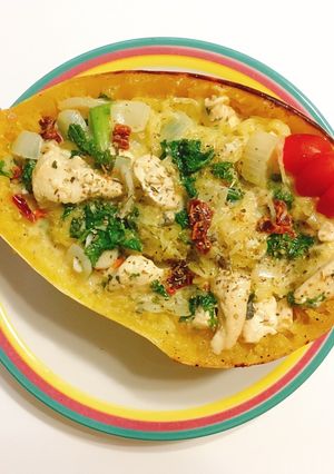 A picture of Creamy kale spaghetti squash.