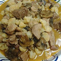 A picture of Cauliflower and pork.