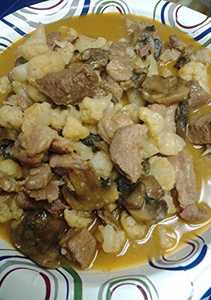 A picture of Cauliflower and pork.