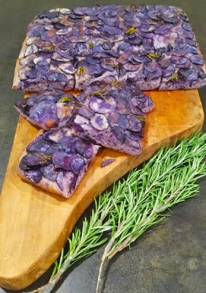A picture of My Genovese Focaccia with Purple Potatoes.