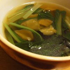 A picture of Zha Cai (Sichuan Pickle) and Spinach Soup.