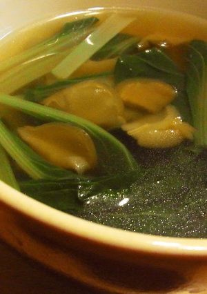 A picture of Zha Cai (Sichuan Pickle) and Spinach Soup.