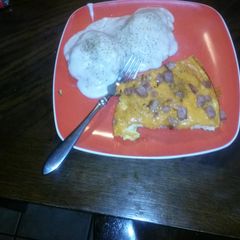 A picture of Oven baked ham n cheese omelets.