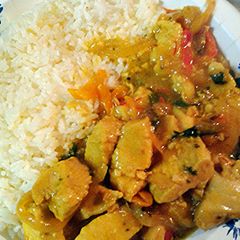 A picture of saffron chicken (Kesar Murgh) my spin on it.