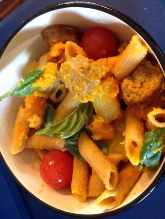 Easy Steps to Prepare Recipes Pumpkin &amp; Vege Sausage Pasta the So Delicious Tasty.