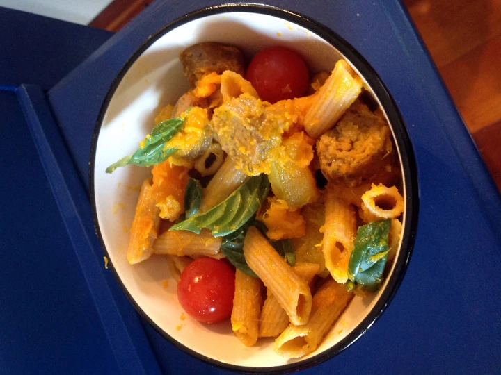 Easy Ways Prepare|Recipe} Pumpkin &amp;amp; Vege Sausage Pasta, Really Delicious