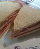 Ham and smoked salmon cream cheese sandwich