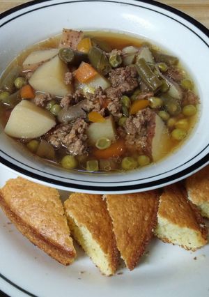 A picture of "Lotsa" Vegetable/Beef Soup.