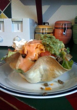 A picture of Brad's tortilla bowl taco salad.