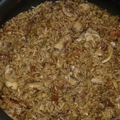 A picture of Mushroom Bacon Fried Rice.