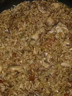 A picture of Mushroom Bacon Fried Rice.
