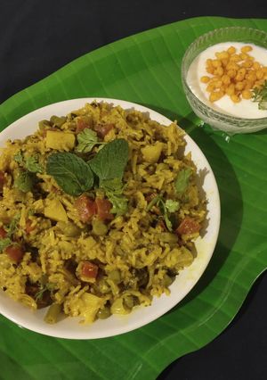 A picture of Chettinad veg biryani.