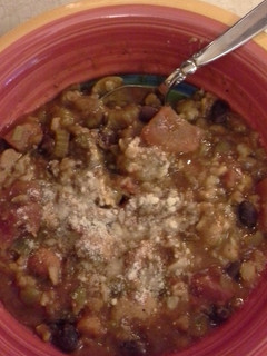 A picture of Turkey veggie soup.